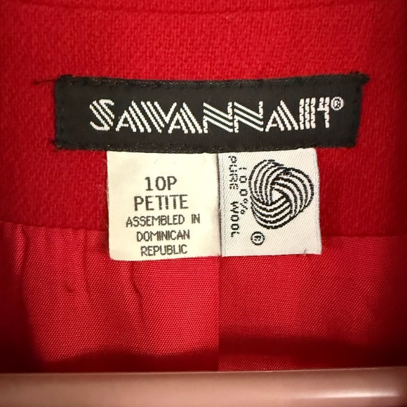 Vintage Savannah Bold Red 100% Wool Blazer, Size: 10 Petite - Picture 3 of 6